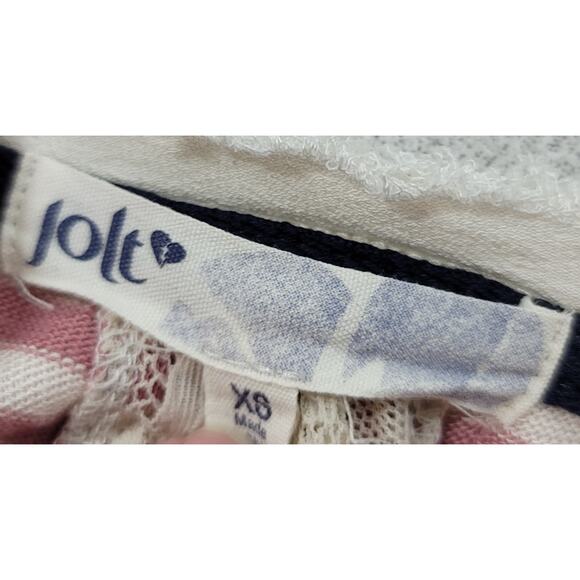 Jolt Pink Striped Hi Low Hem Knit Top XS Lightweight Lace Back Insert Soft Flowy - Picture 4 of 6